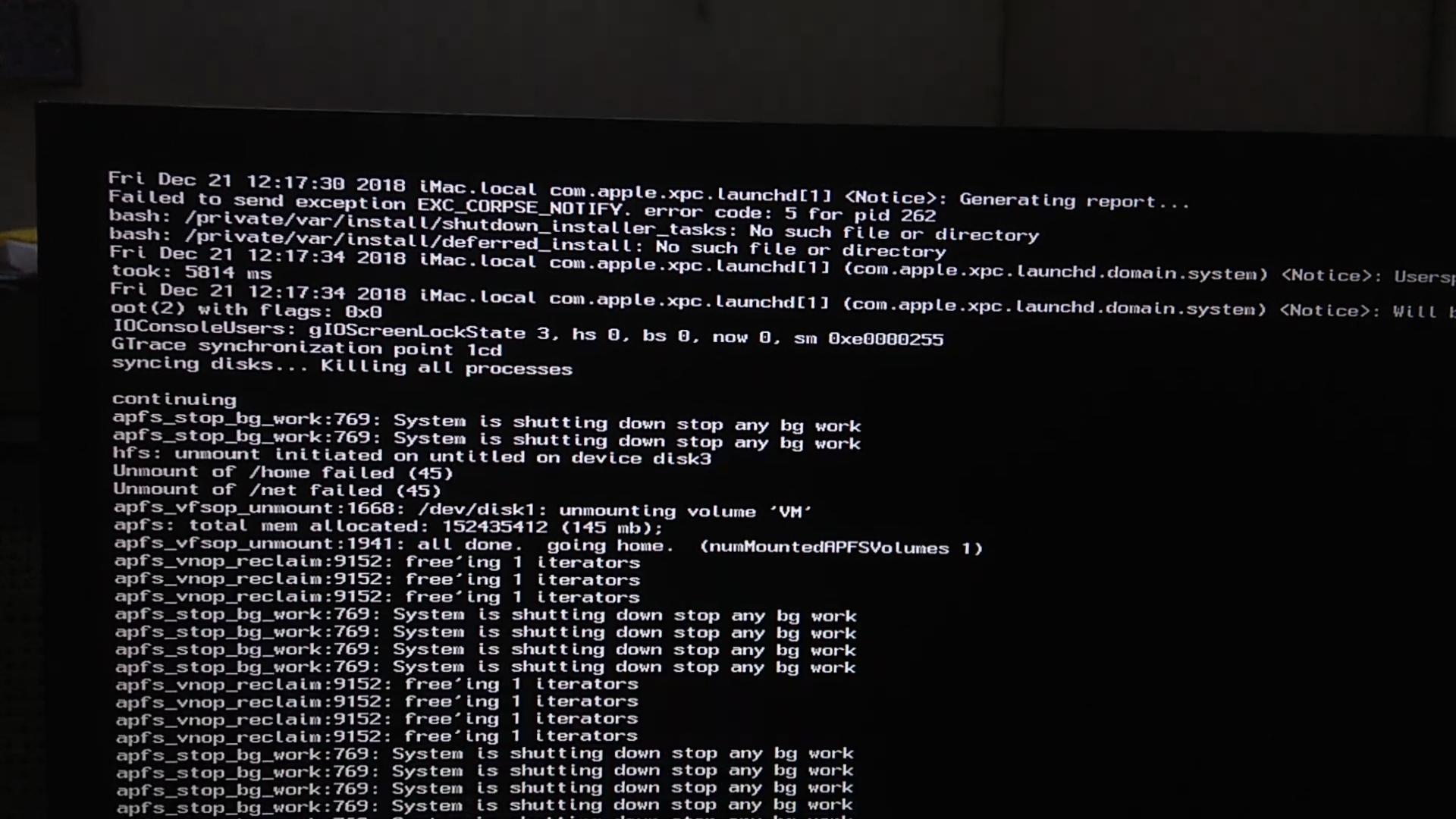 hackintosh failed to send exception exc corpse notify